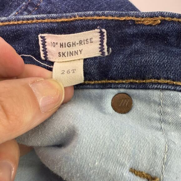 Madewell 10” High-Rise Skinny Jeans 26T Dark Wash Stretch Denim 28” Inseam - Picture 7 of 10